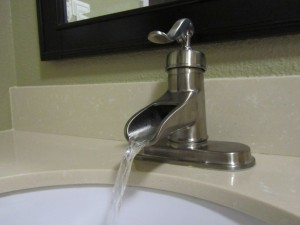 The fancy new faucet in action