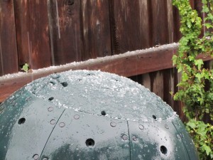 Hail building up on my backyard deathstar