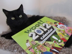 Sweeney with a 2012 Woot! calendar
